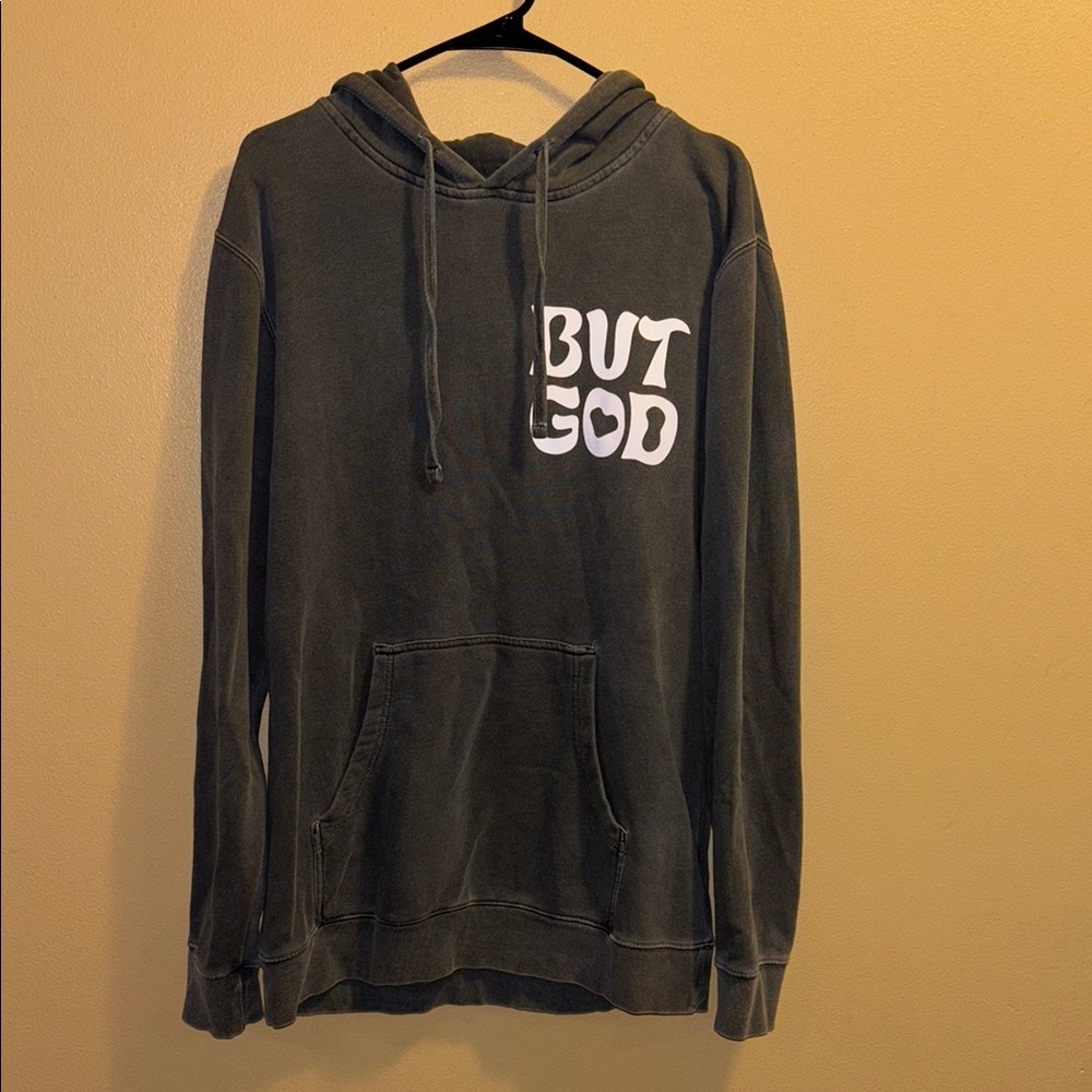 Gray Sweater with Vintage Wash and Drawstring Hood